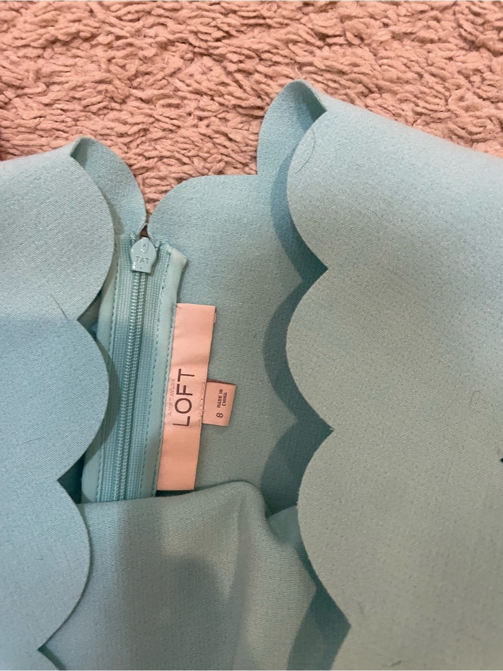 LOFT Scalloped Neckline Sleeveless Mini Dress - Mint and Magenta - Picture 5 of 5